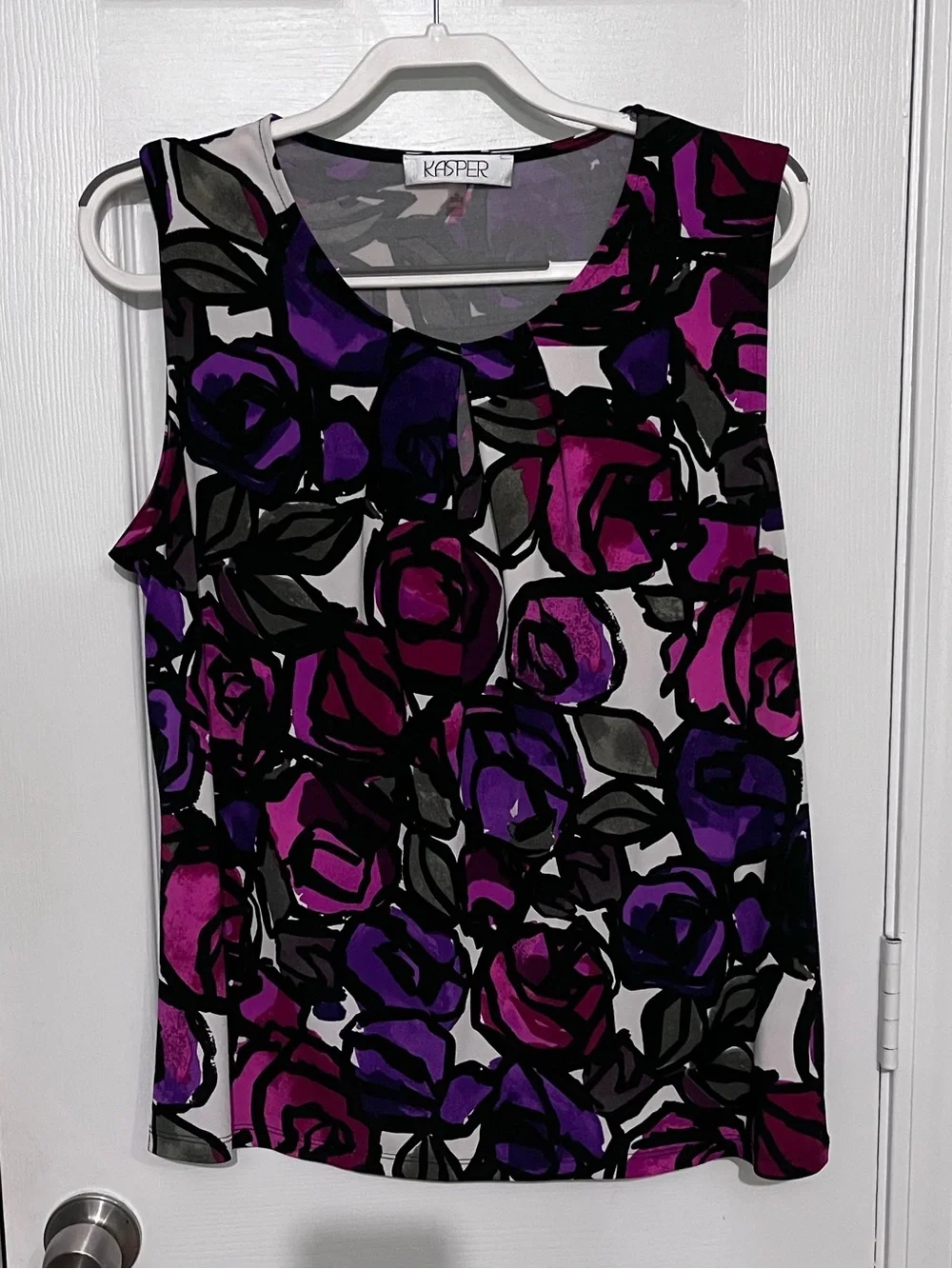 Kasper Floral Sleeveless Camisole in Purple and Fuchsia - Picture 1 of 8